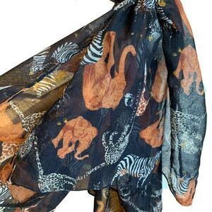 Into Africa Scarf Shawl Wrap Animal Print Jungle Animal Graphic 40 x 70 in